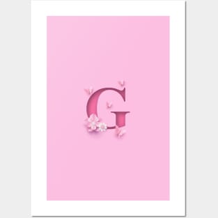 G Letter Personalized, Pink Minimal Cute Design, Birthday Gift, Christmas Gift Posters and Art